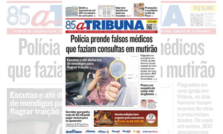 Confira os destaques do jornal A Tribuna desta quarta-feira