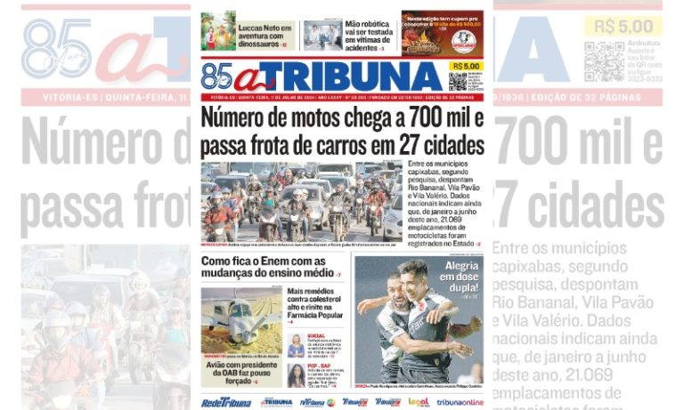 Confira os destaques do jornal A Tribuna desta quinta-feira