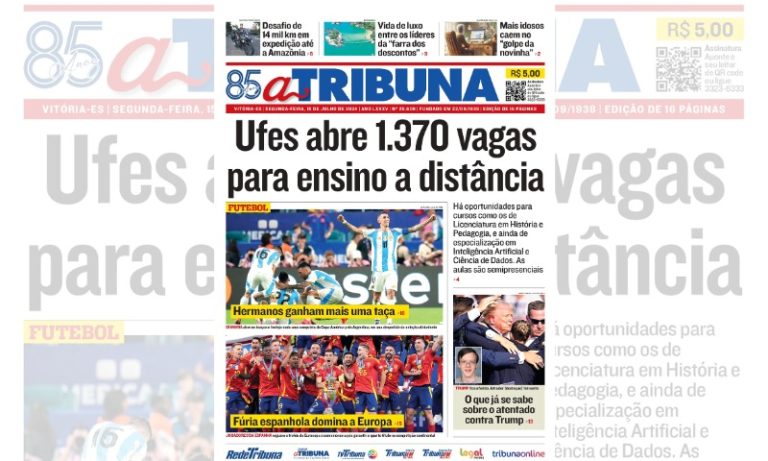 Confira os destaques do jornal A Tribuna desta segunda-feira