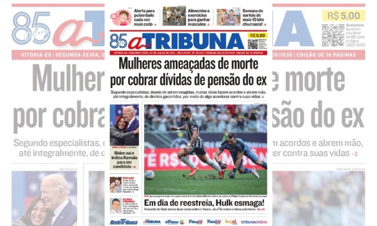Confira os destaques do jornal A Tribuna desta segunda-feira