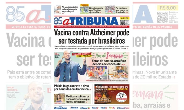 Confira os destaques do jornal A Tribuna desta sexta-feira