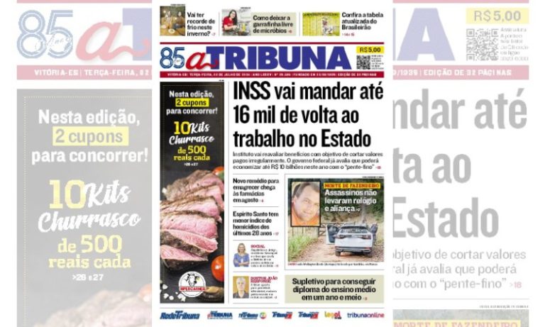 Confira os destaques do jornal A Tribuna desta terça-feira