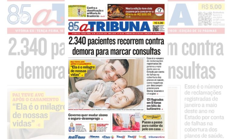 Confira os destaques do jornal A Tribuna desta terça-feira