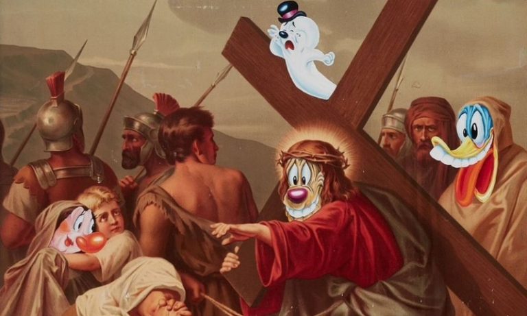 Quadro com Jesus Cristo com rosto do Pateta é removido de exposição na Austrália