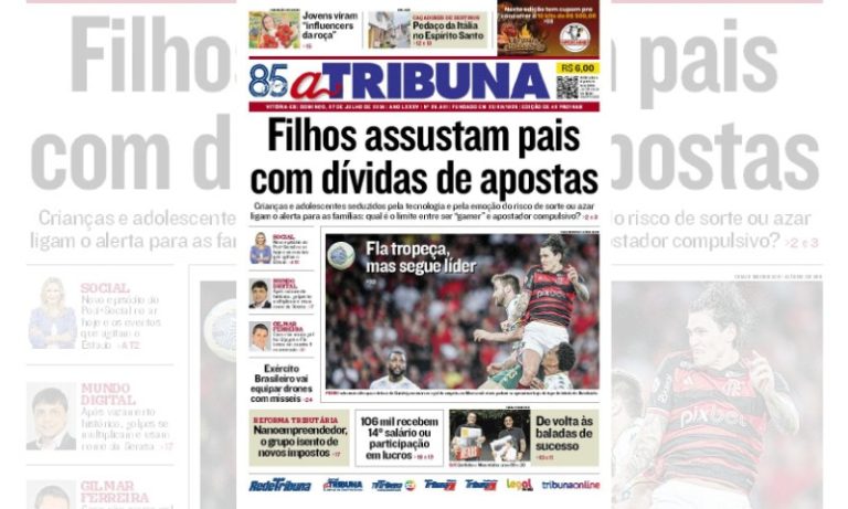 Veja os destaques do jornal A Tribuna deste domingo, dia 07 de julho