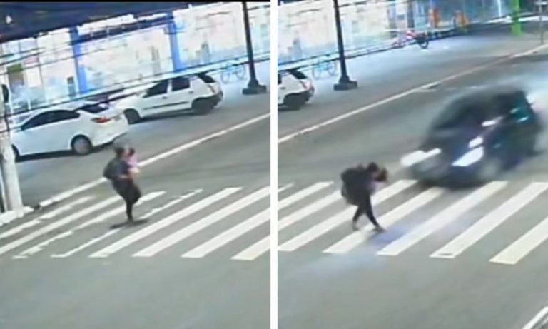 Câmera flagrou atropelamento de mãe e filha em faixa de pedestres em Vila Velha
