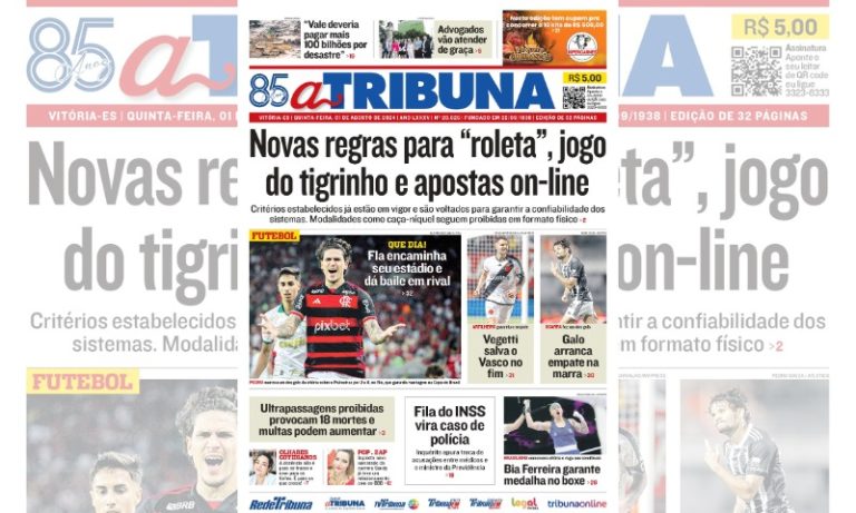 Confira os destaques do jornal A Tribuna desta quinta-feira