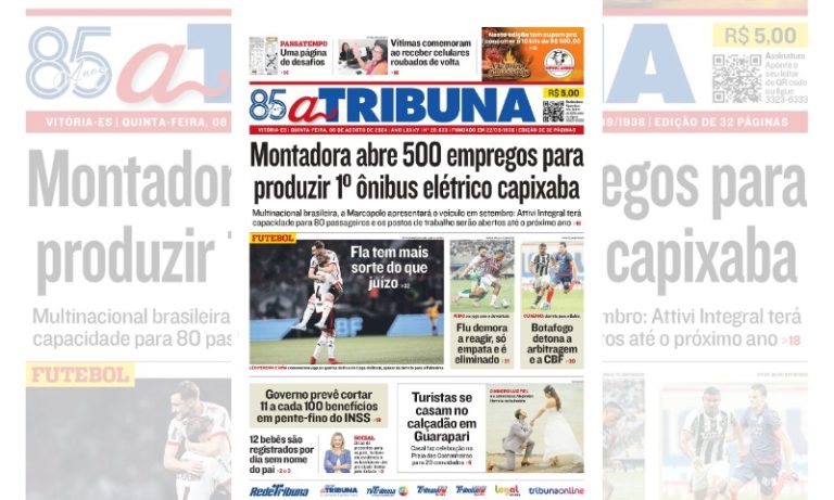 Confira os destaques do jornal A Tribuna desta quinta-feira