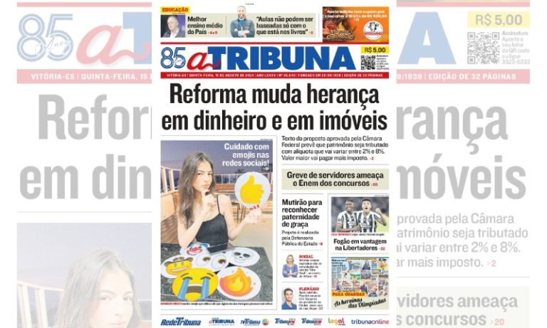 Confira os destaques do jornal A Tribuna desta quinta-feira