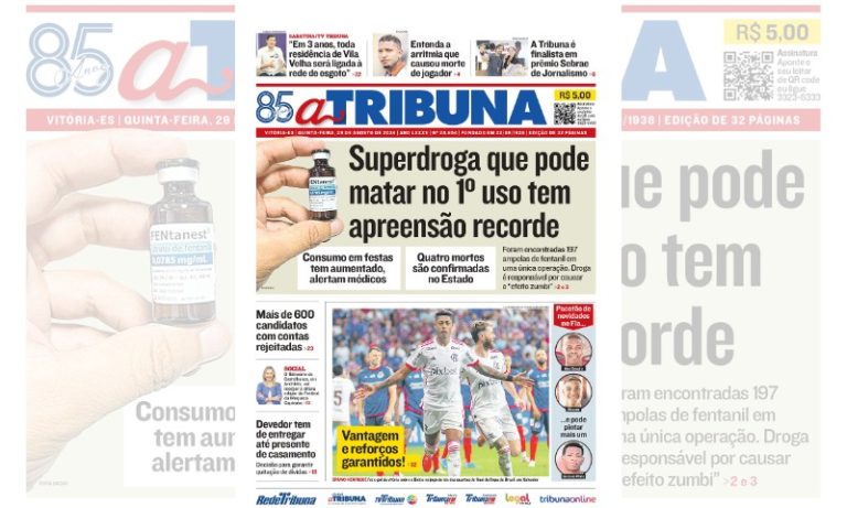 Confira os destaques do jornal A Tribuna desta quinta-feira
