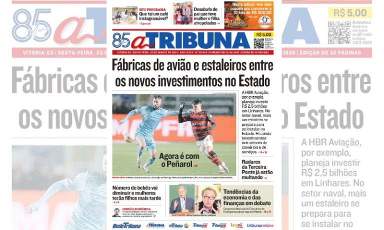 Confira os destaques do jornal A Tribuna desta sexta-feira