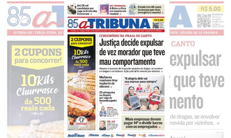 Confira os destaques do jornal A Tribuna desta terça-feira
