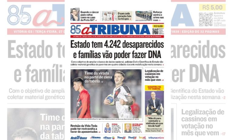 Confira os destaques do jornal A Tribuna desta terça-feira