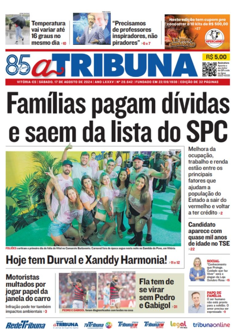 Confira os destaques do jornal A Tribuna deste sábado