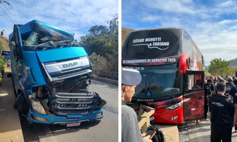 Ônibus da dupla César Menotti e Fabiano bate em carretas e show no ES é cancelado