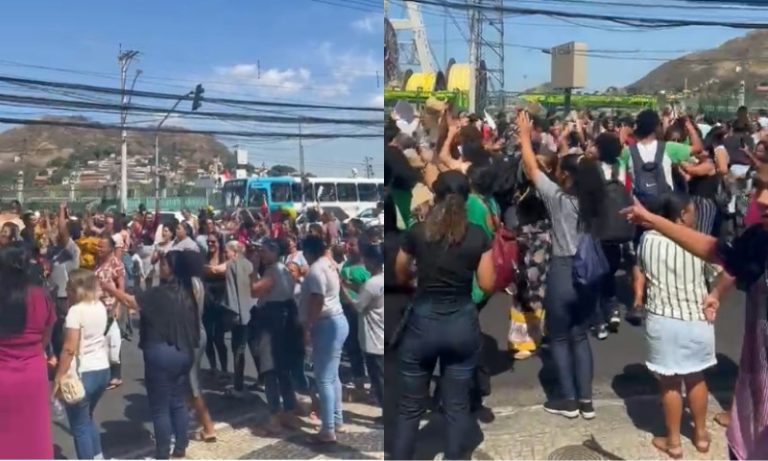 Servidores protestam em frente ao Palácio Anchieta e complicam trânsito em Vitória