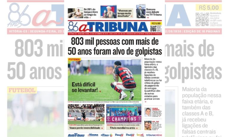 Confira os destaques do jornal A Tribuna desta segunda-feira