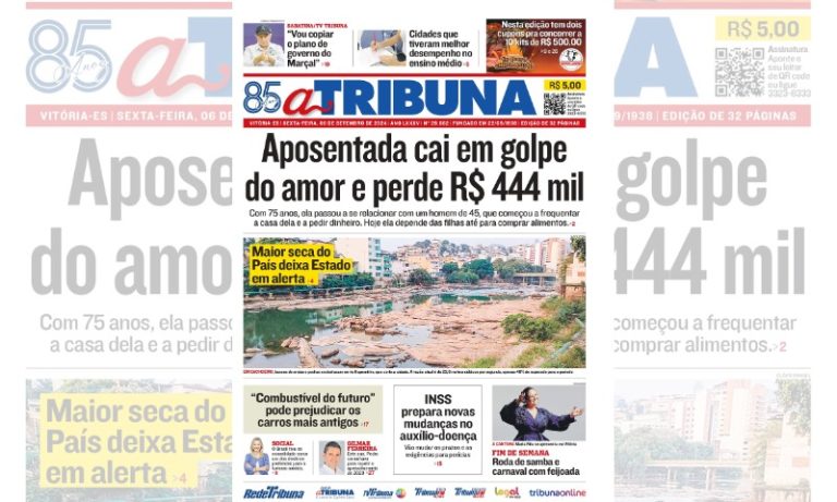 Confira os destaques do jornal A Tribuna desta sexta-feira