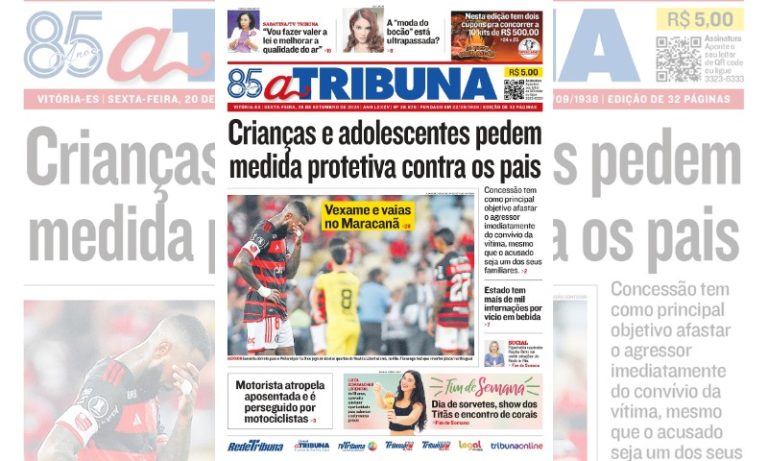 Confira os destaques do jornal A Tribuna desta sexta-feira