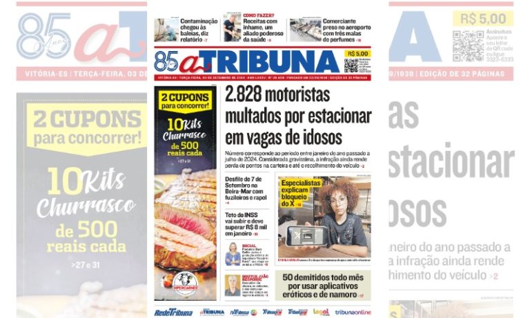 Confira os destaques do jornal A Tribuna desta terça-feira