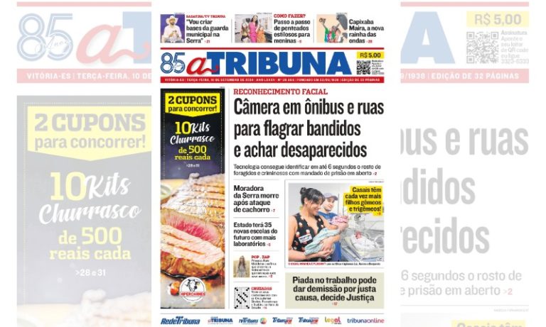 Confira os destaques do jornal A Tribuna desta terça-feira