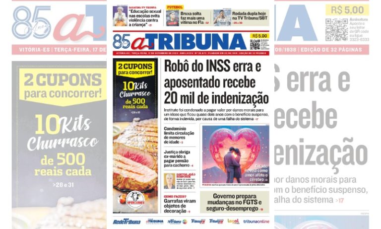 Confira os destaques do jornal A Tribuna desta terça-feira