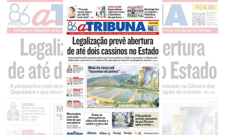 Confira os destaques do jornal A Tribuna deste domingo