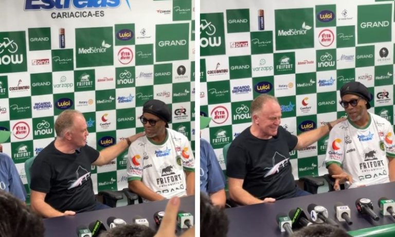 Governador do ES brinca com Ronaldinho Gaúcho: “Deu sorte que hoje não vou jogar”