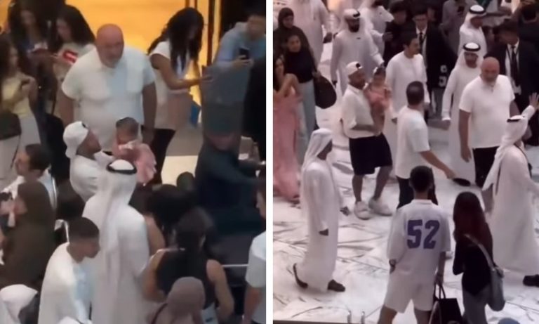 Neymar causa alvoroço em passeio com Bruna Biancardi e Mavie em shopping de Dubai