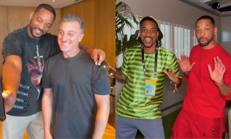 Will Smith participa do ‘Domingão’ e encontra sósia: ‘Dois malucos no pedaço’