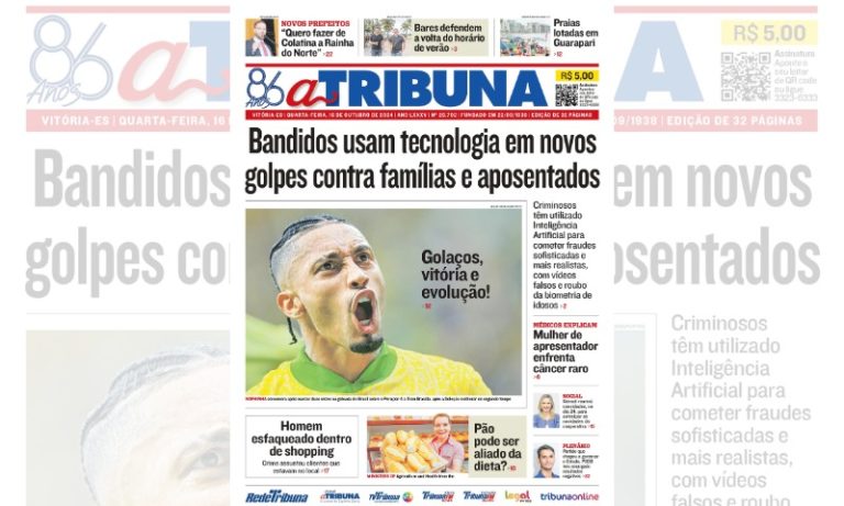 Confira os destaques do jornal A Tribuna desta quarta-feira
