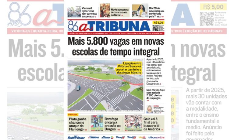 Confira os destaques do jornal A Tribuna desta quarta-feira