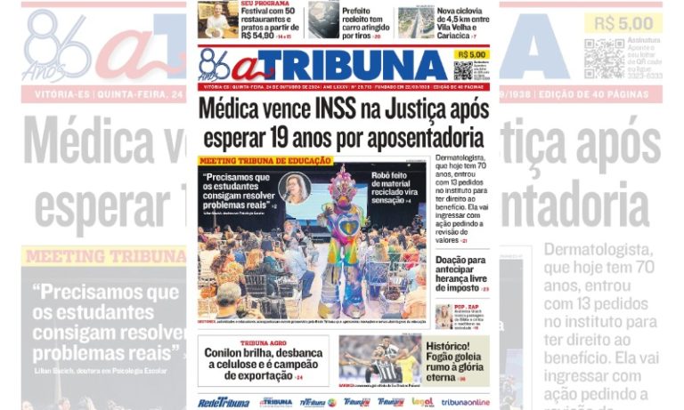 Confira os destaques do jornal A Tribuna desta quinta-feira