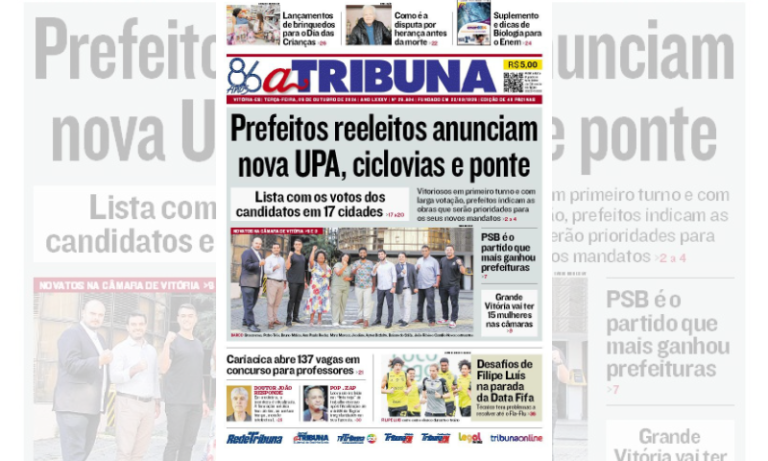 Confira os destaques do jornal A Tribuna desta terça-feira