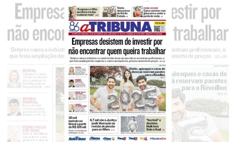 Confira os destaques do jornal A Tribuna deste domingo
