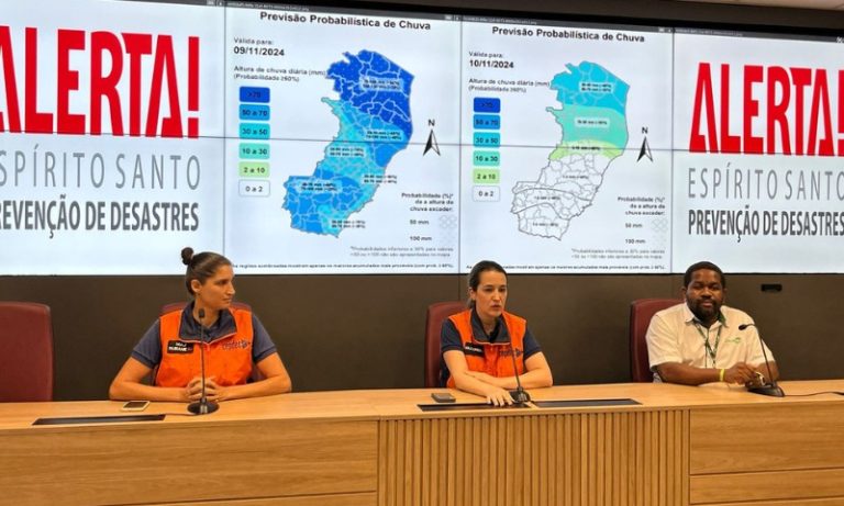 Com alerta de chuva forte no ES, Defesa Civil orienta moradores de áreas de riscos