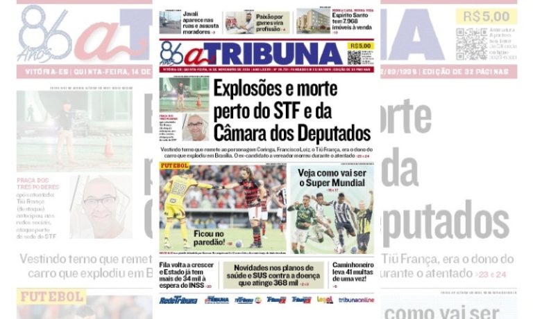 Confira os destaques do jornal A Tribuna desta quinta-feira