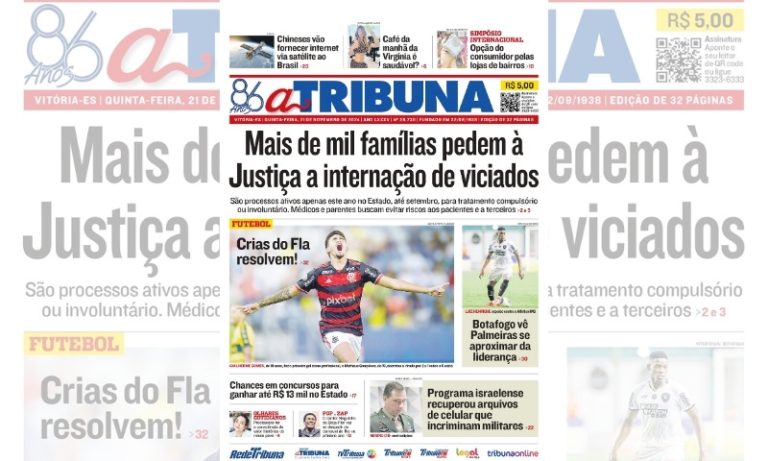 Confira os destaques do jornal A Tribuna desta quinta-feira