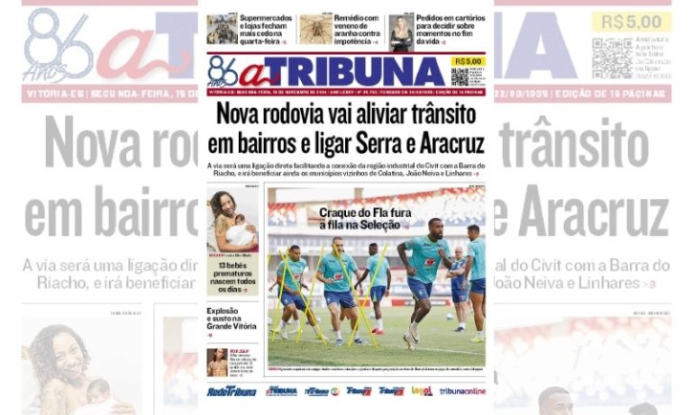 Confira os destaques do jornal A Tribuna desta segunda-feira