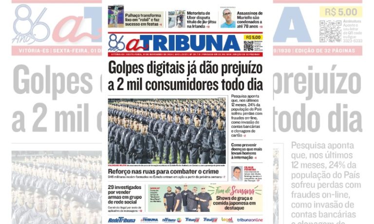 Confira os destaques do jornal A Tribuna desta sexta-feira