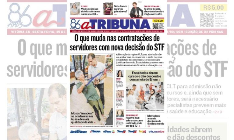 Confira os destaques do jornal A Tribuna desta sexta-feira