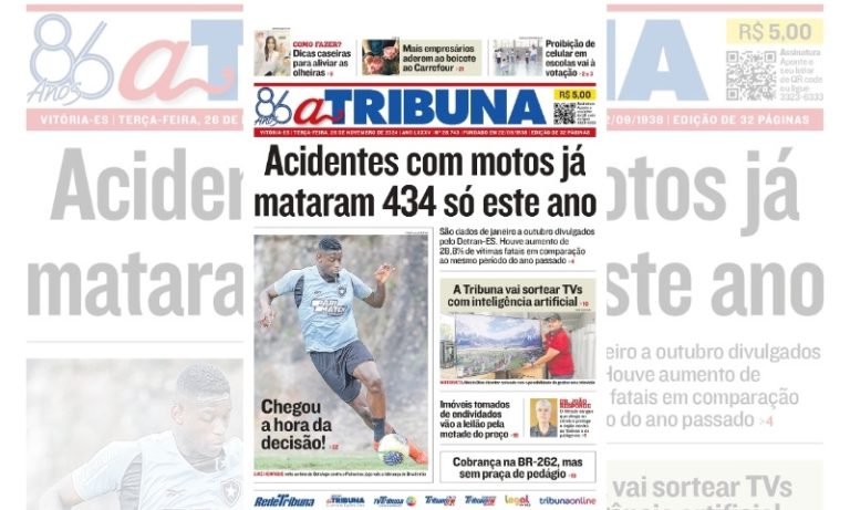 Confira os destaques do jornal A Tribuna desta terça-feira