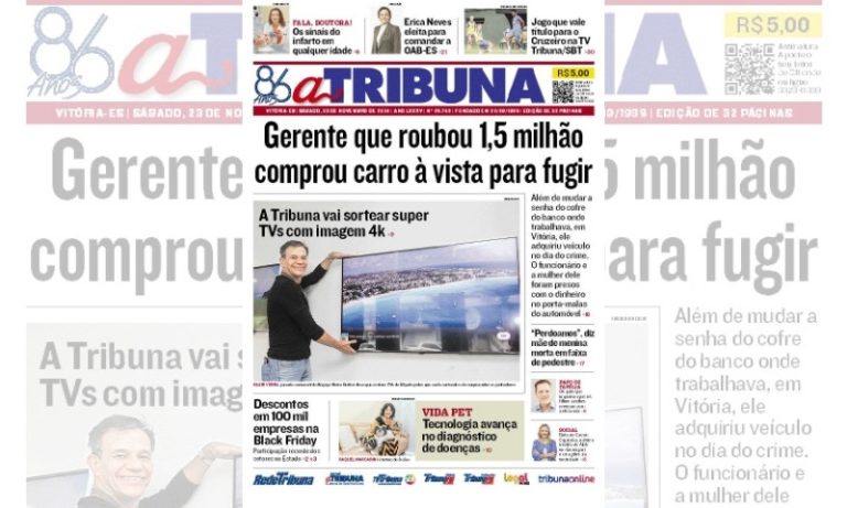 Confira os destaques do jornal A Tribuna deste sábado