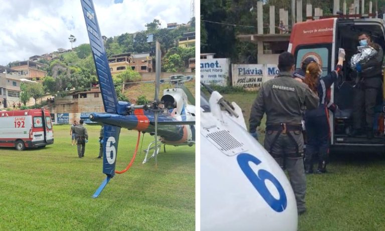 Criança de 1 ano é socorrida de helicóptero após sofrer queimaduras no Sul do ES