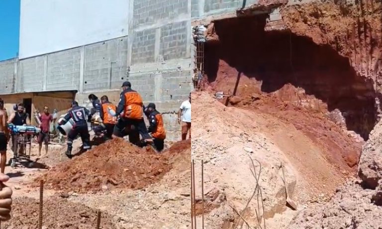 Homem é soterrado após acidente em obra em Guarapari. Veja vídeo