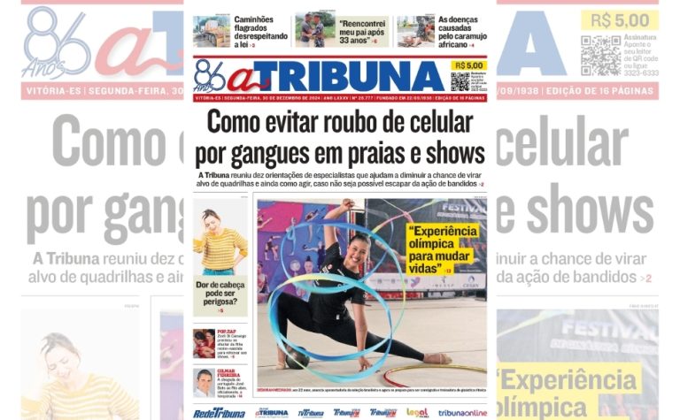 Confira os destaques do jornal A Tribuna desta segunda-feira