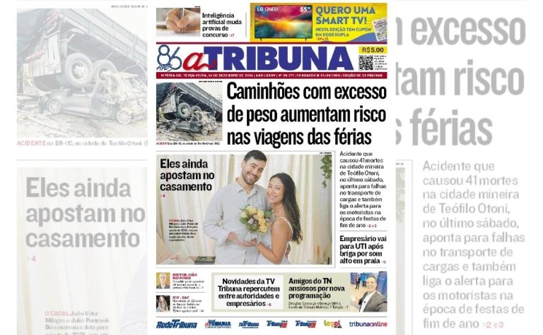 Confira os destaques do jornal A Tribuna desta terça-feira