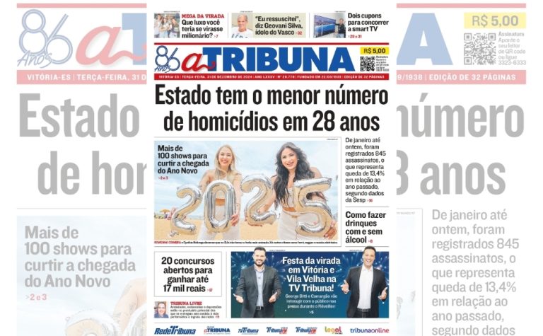 Confira os destaques do jornal A Tribuna desta terça-feira