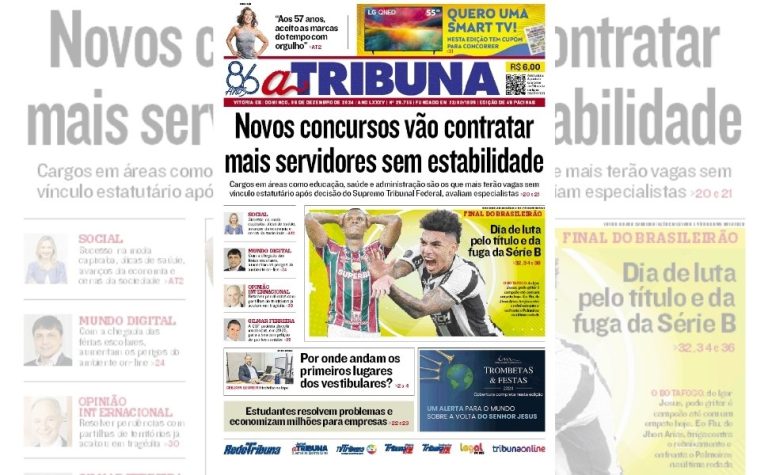 Confira os destaques do jornal A Tribuna deste domingo