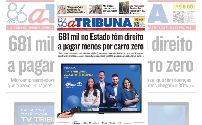 Confira os destaques do jornal A Tribuna desta quarta-feira